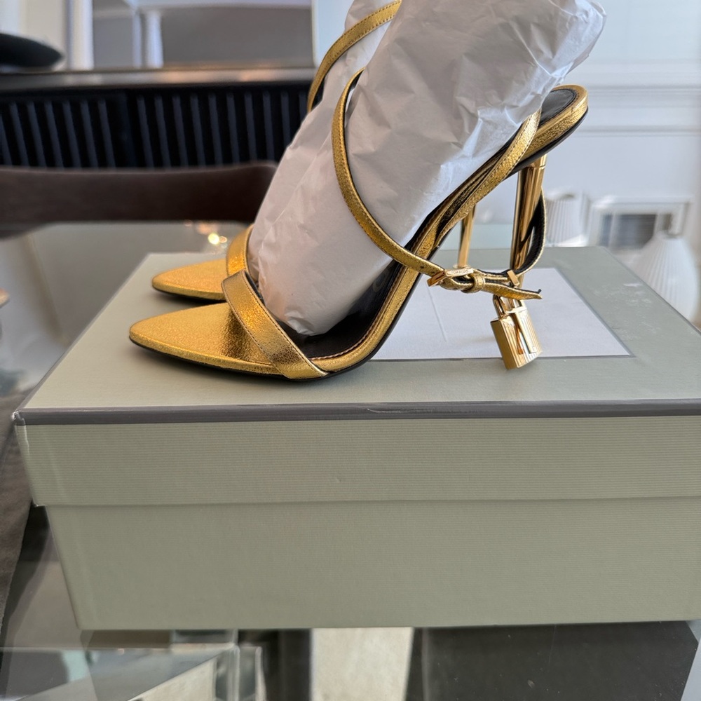 Tom Ford Gold Strappy Heels